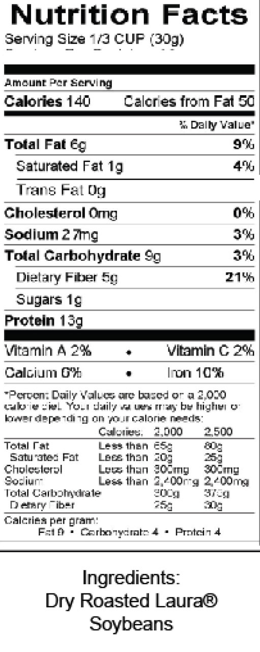 Nutrition facts label of Tosteds.