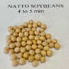 A closeup of Natto soybeans with the label "4 to 5 mm".